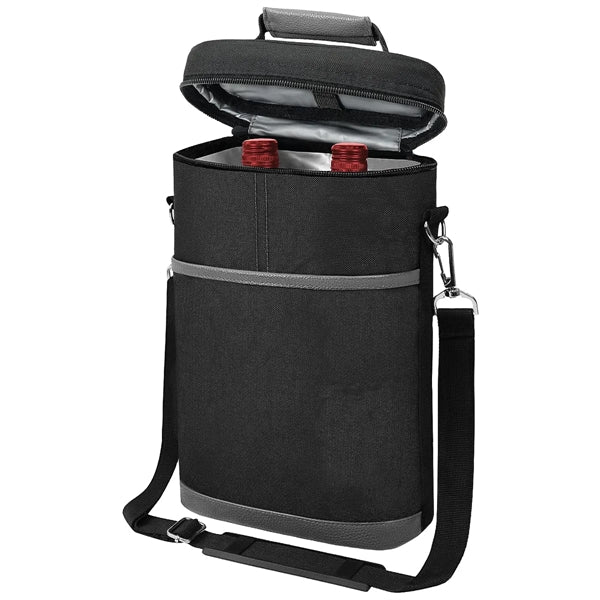Portable Insulated 2 Bottle Wine Tote Carrier Cooler Bag