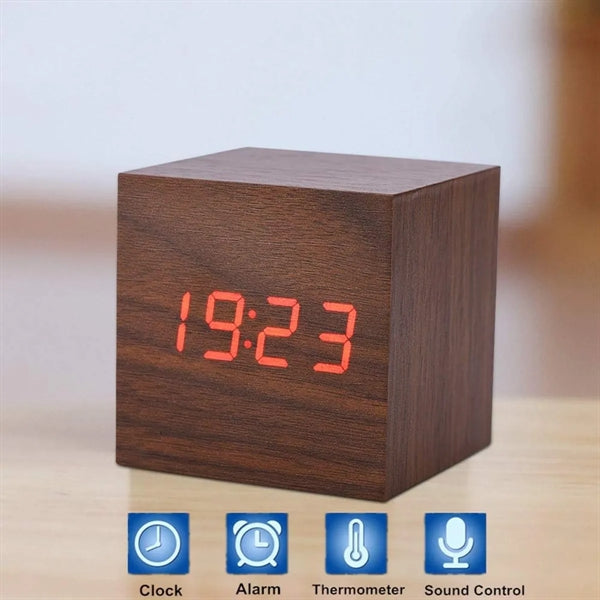 3 In 1 Durable Customizable Wooden Digital Alarm Clock