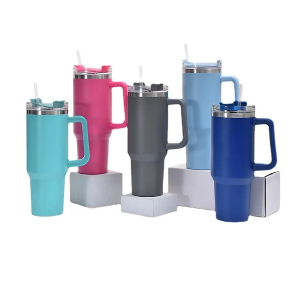 40 oz Tumbler with Handle and Straw