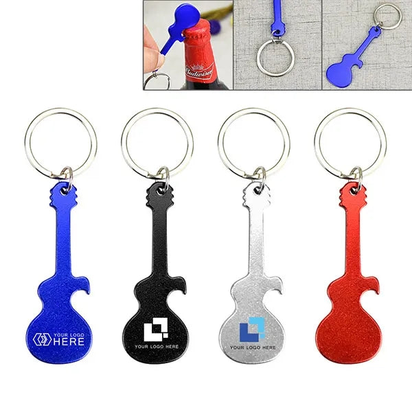 Aluminum Guitar Bottle Opener Keychain