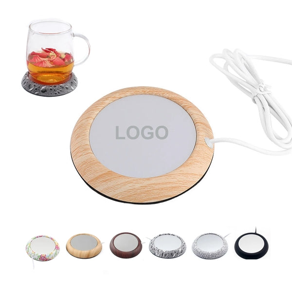 Coffee Mug Warmer Coasters with Wooden Finish