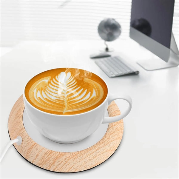 Coffee Mug Warmer Coasters with Wooden Finish