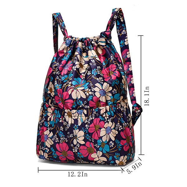 Large Capacity Floral Fabric Drawstring Backpack