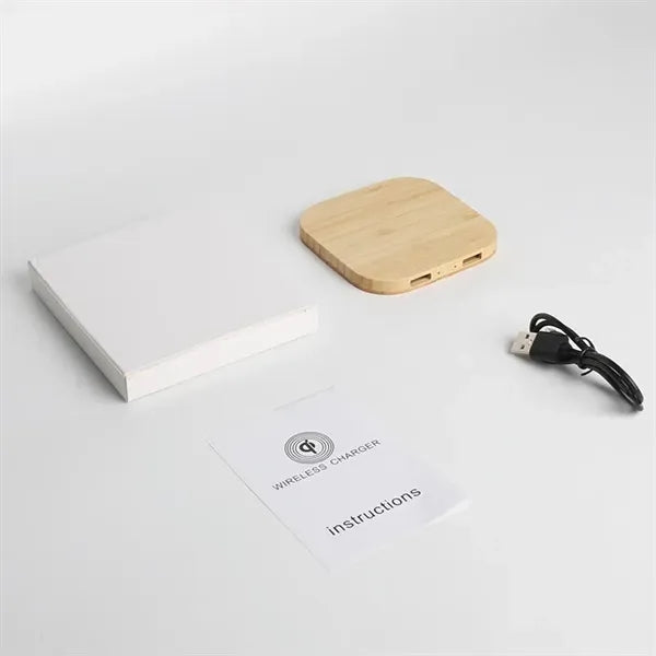 Bamboo Wireless Charger with Dual USB Ports
