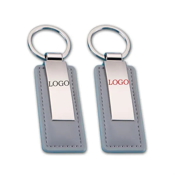 Metal Keychain With Pu Leather