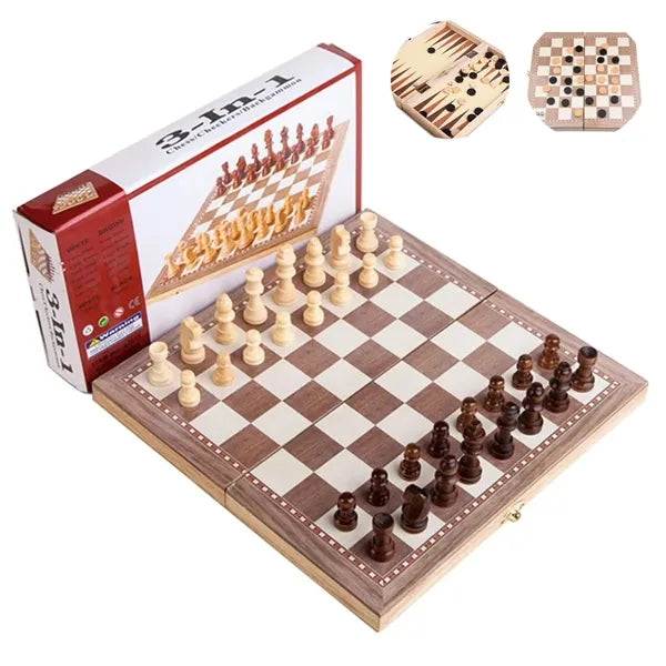3 In 1 Wooden Chess Set