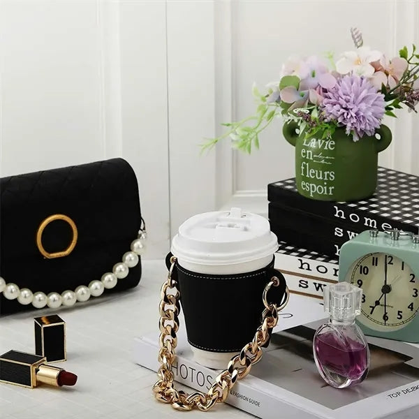 Leather Cup Holder With Chain