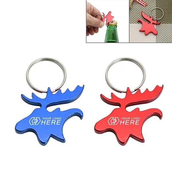 Moose Head Aluminum Bottle Opener Key Ring