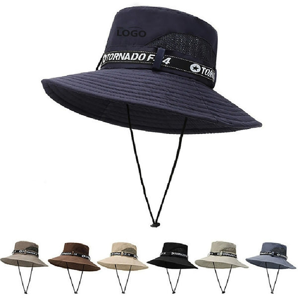Mesh Wide Brim Sun Bucket Hat