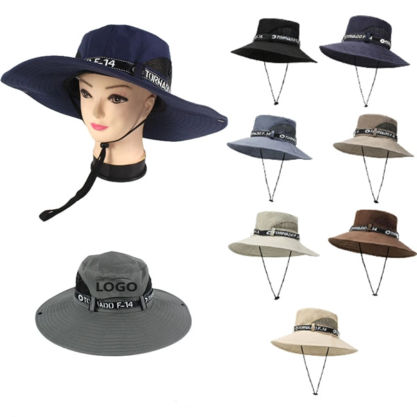3.1" Wide Brim Mesh Bucket Hat