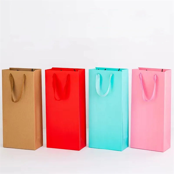 Natural Kraft Paper Wine Bag for Two Bottles