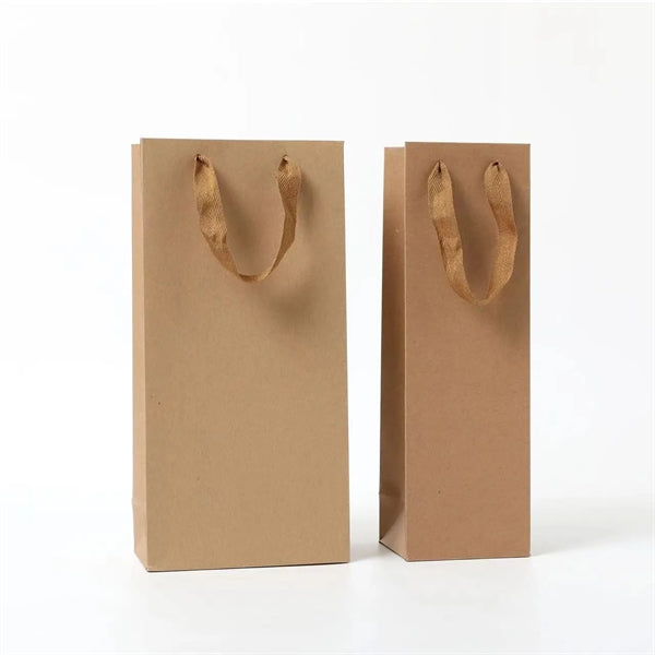 Natural Kraft Paper Wine Bag for Two Bottles