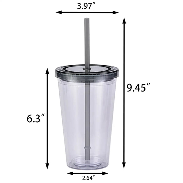 16Oz Plastic Clear Tumbler