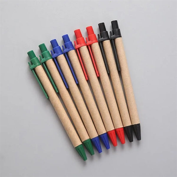 Kraft Paper Ballpoint Pen with Plastic Clip
