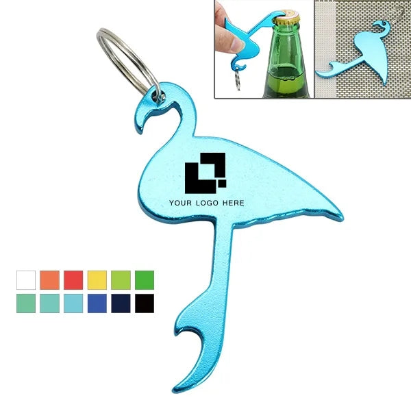 Flamingo shape bottle opener keychain
