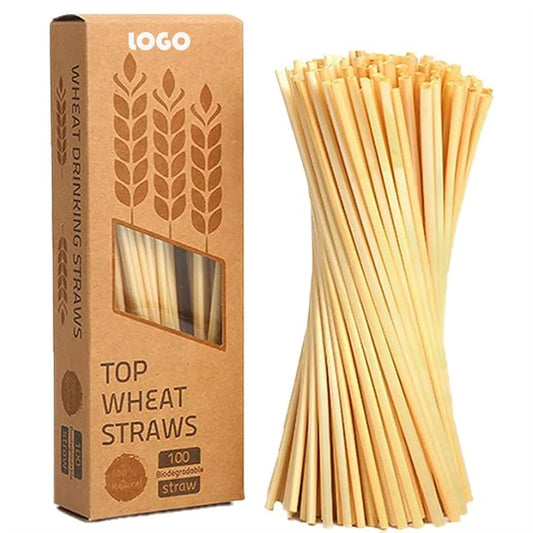 Pack of 100 Natural Wheat Drinking Straws