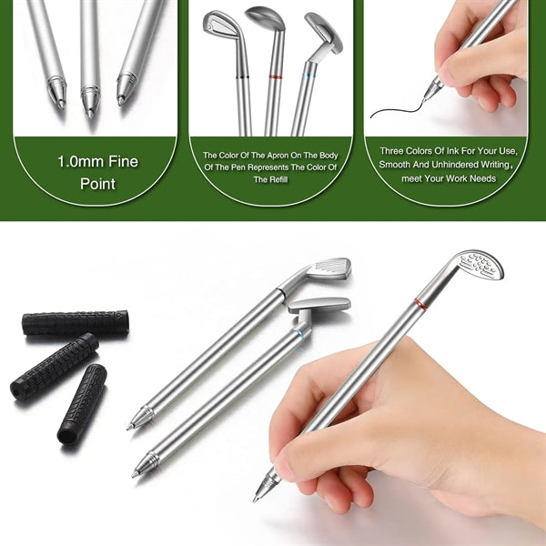 Metal Golf Shape Ball Pens Set in Box