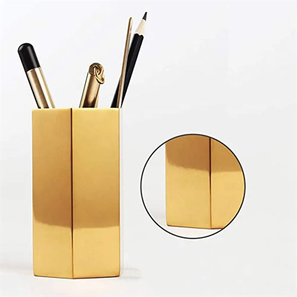 Vintage Geometric Golden Pen Holder