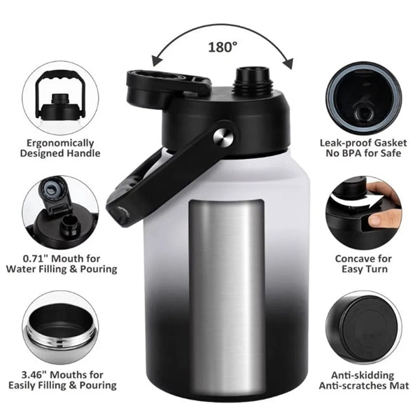128 Oz. Large Insulated Water Bottle w/Handle