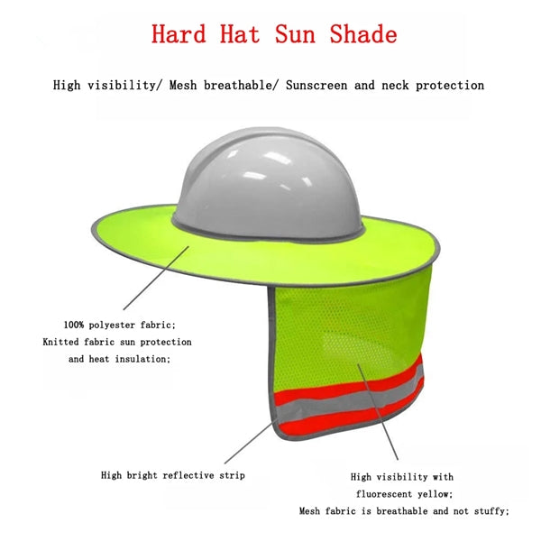 Full Brim Mesh Hard Hat Neck Sun Shade With Reflective Strip