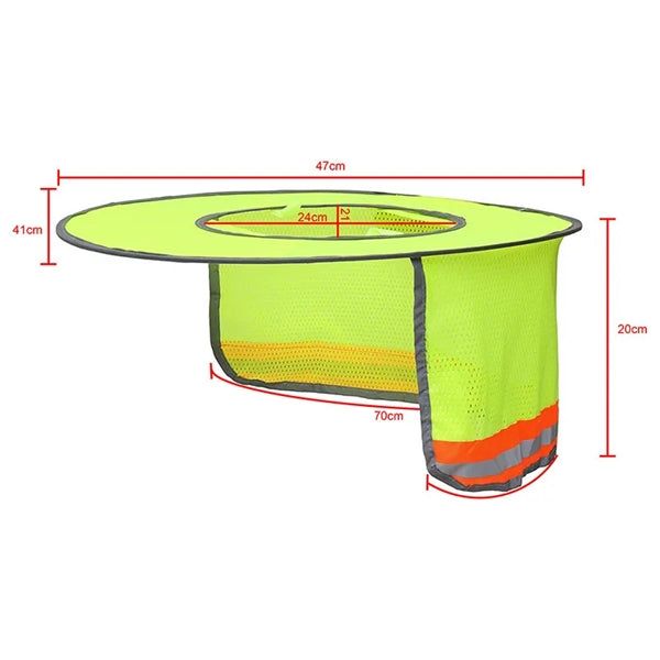 Full Brim Mesh Hard Hat Neck Sun Shade With Reflective Strip