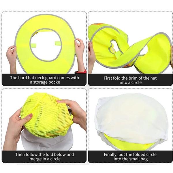 Full Brim Mesh Hard Hat Neck Sun Shade With Reflective Strip
