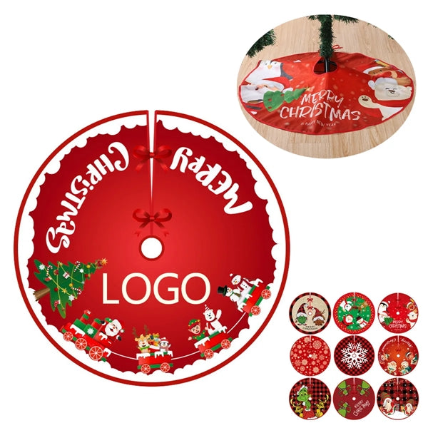 Polyester Red Christmas Tree Skirt