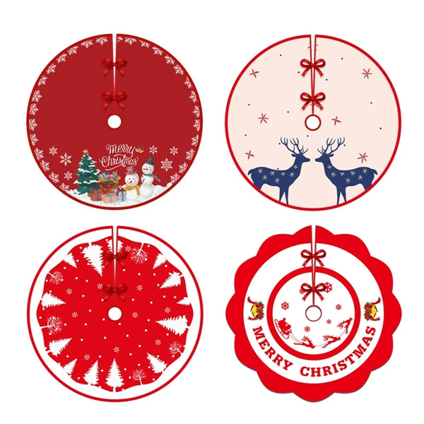 Polyester Red Christmas Tree Skirt