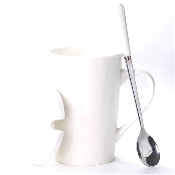 13.5oz Ceramic Coffee Mug With Spoon and Lid