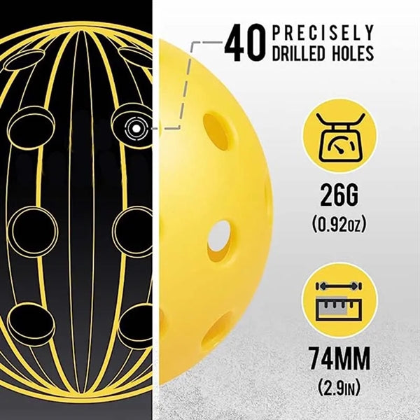 Standard 40-hole game pickleball with 4 pieces