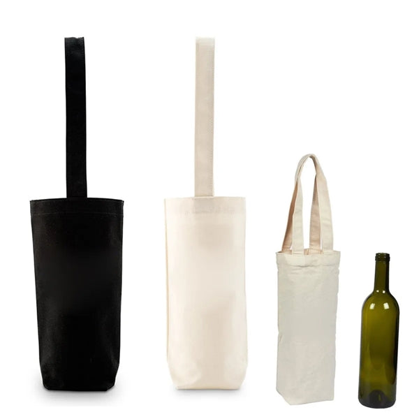 White Single Bottle Canvas Wine Tote Gift Bag