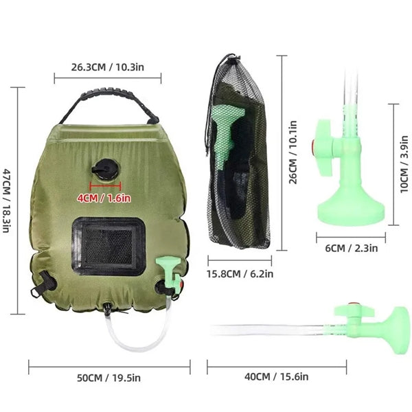 20L Solar Heated Camping Shower Bag