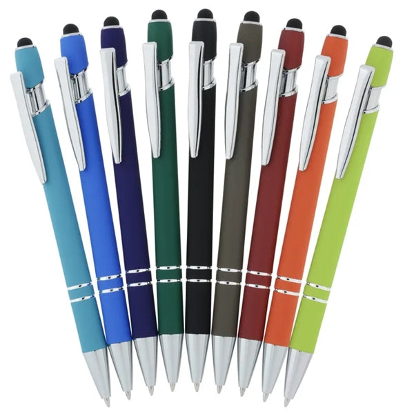 Incline Soft Touch Stylus Metal Pen - Laser Engraved