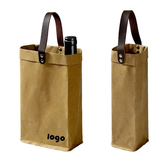 Washed Kraft Paper Wine Bag
