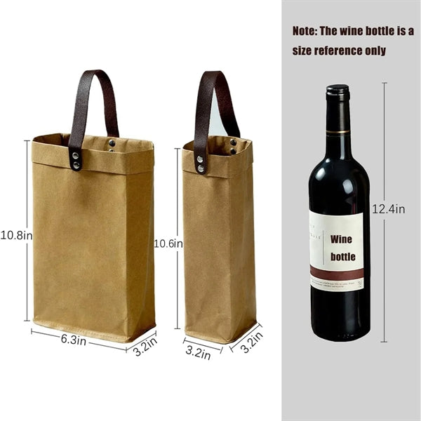Washed Kraft Paper Wine Bag