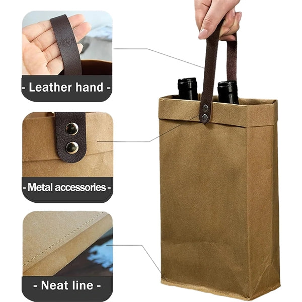 Washed Kraft Paper Wine Bag