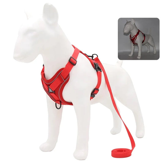 Pull Dog Harness Adjustable Reflective Leash
