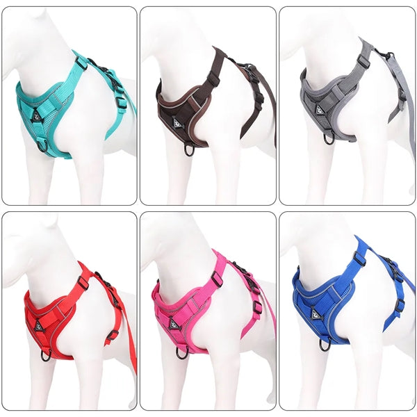 Pull Dog Harness Adjustable Reflective Leash