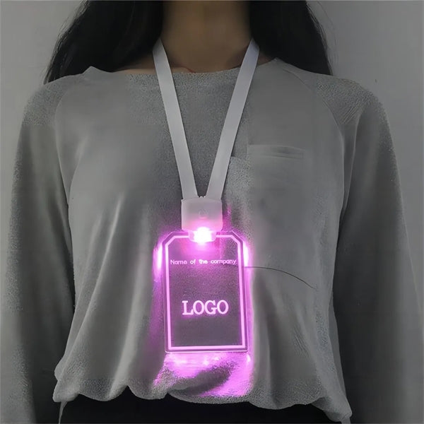 LED Badge Holder Necklace with Lanyard