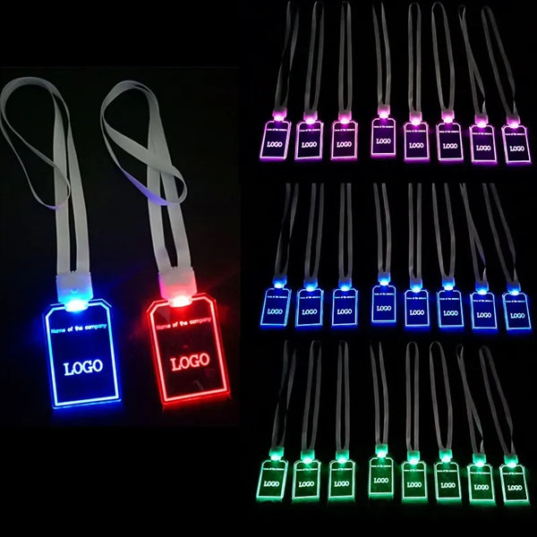 LED Badge Holder Necklace with Lanyard
