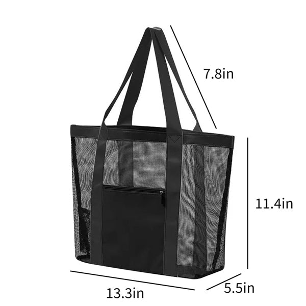 Mesh Beach Tote Bag With Pocket