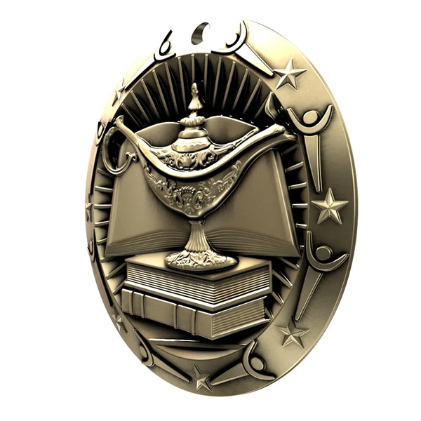 3'' World Class Book & Lamp Medal