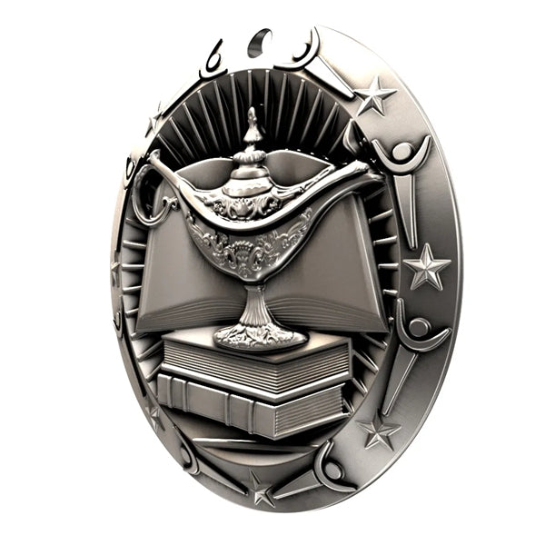 3'' World Class Book & Lamp Medal