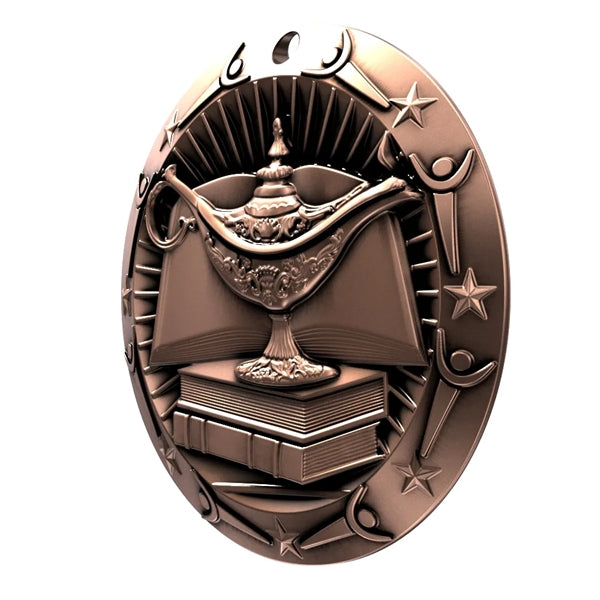 3'' World Class Book & Lamp Medal