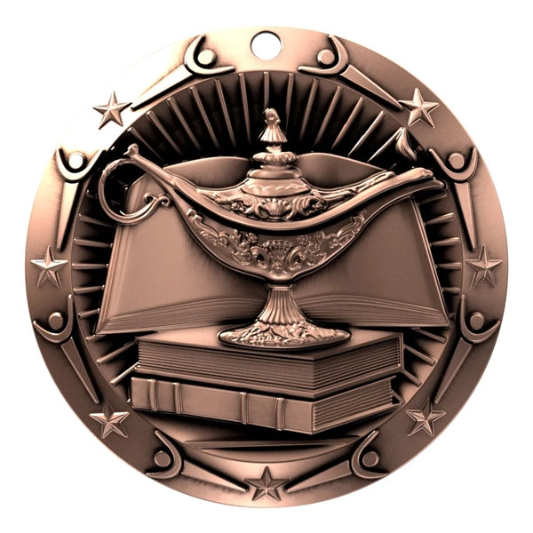 3'' World Class Book & Lamp Medal