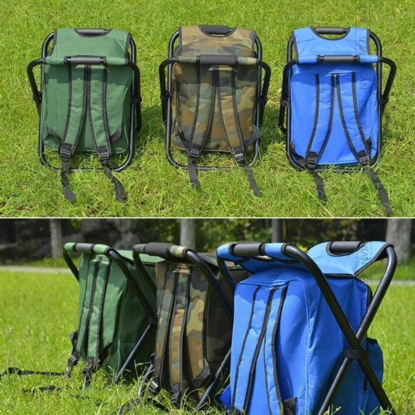 Outdoor Backpack Cooler Fishing Foldable Stool Chair