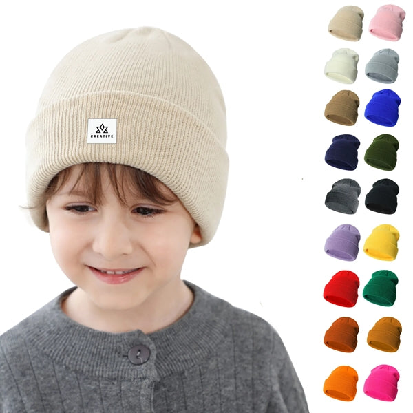 Children Solid Knitted Beanie Hat