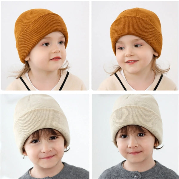Children Solid Knitted Beanie Hat