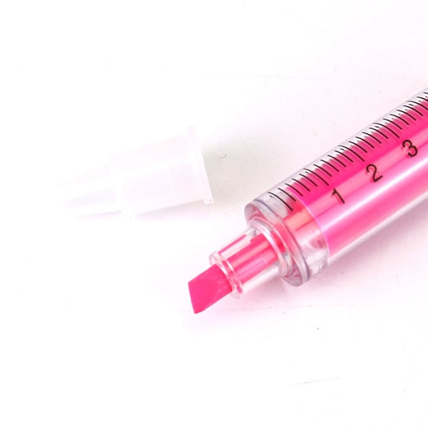 Two Ends Syringe Highlighter with Ballpoint Pen
