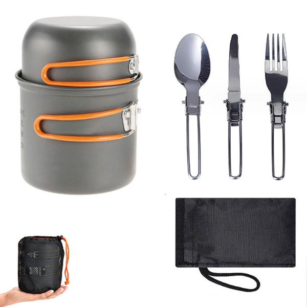 Portable Camping Cookware Set with Cutlery